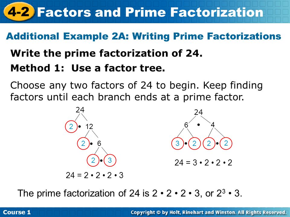 Additional Example 2A: Writing Prime Factorizations