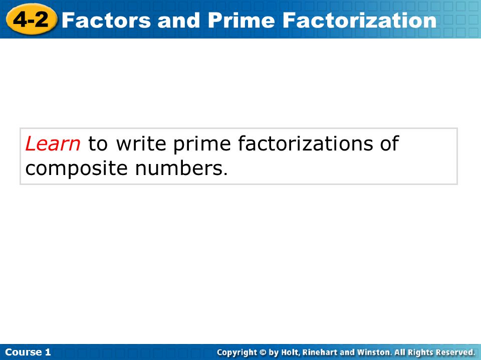 Factors and Prime Factorization
