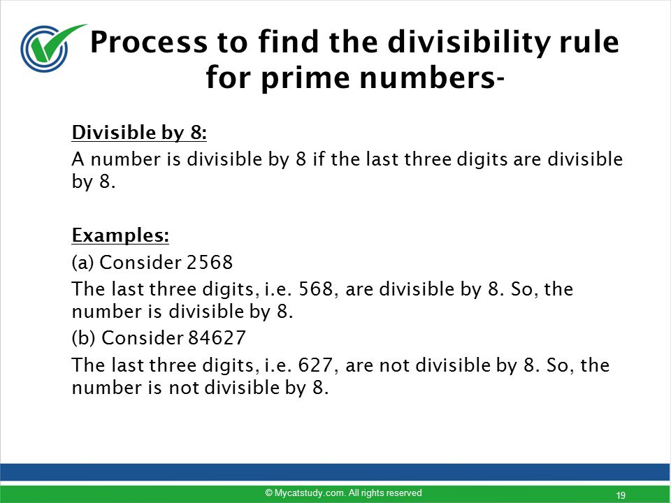 Process to find the divisibility rule for prime numbers-