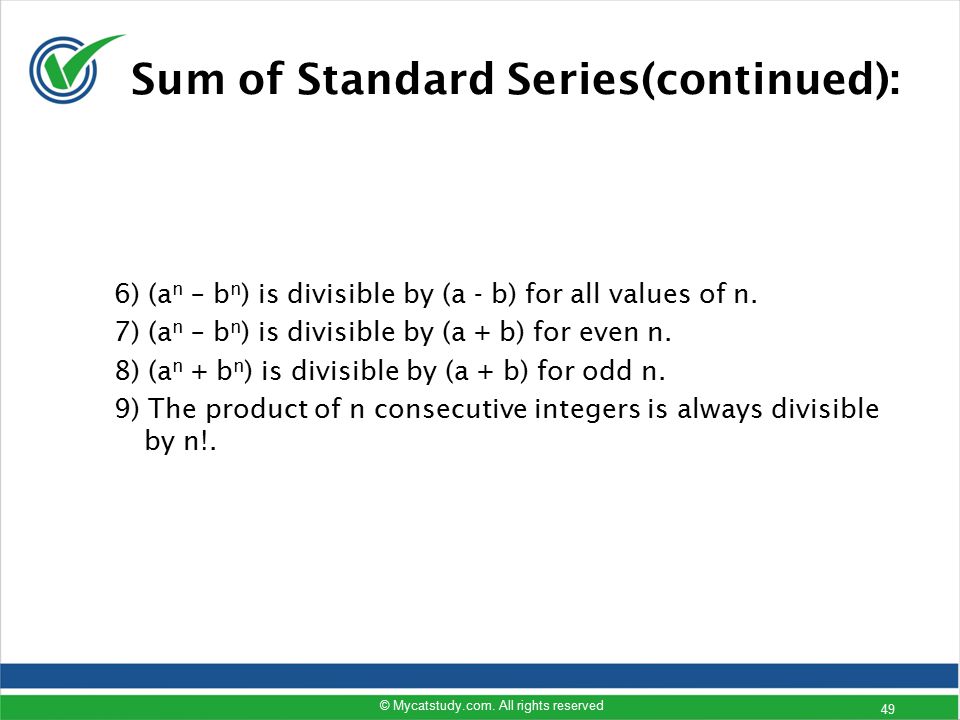 Sum of Standard Series(continued):
