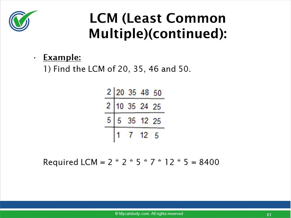 LCM (Least Common Multiple)(continued):