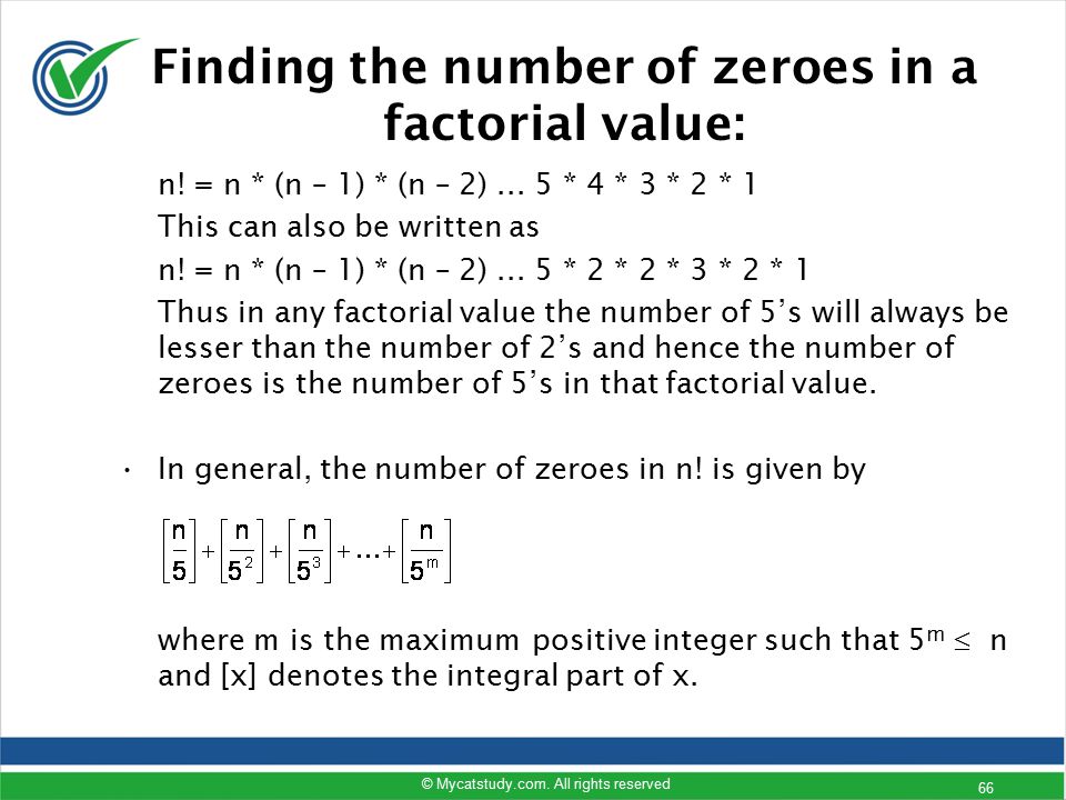 Finding the number of zeroes in a factorial value: