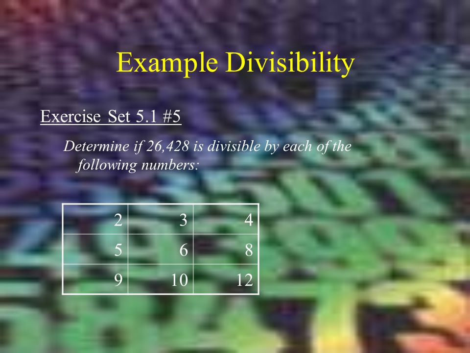 Example Divisibility Exercise Set 5.1 #