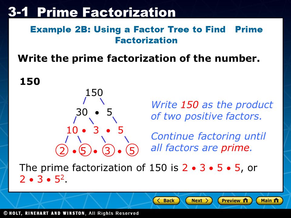 Example 2B: Using a Factor Tree to Find Prime Factorization