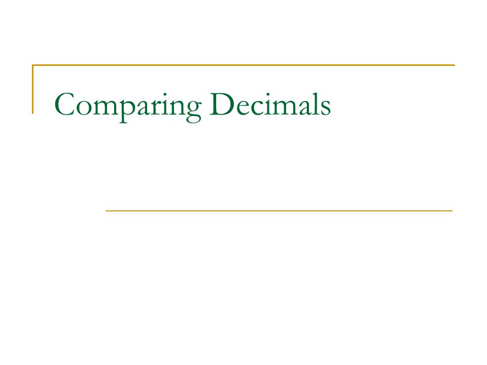 Comparing Decimals