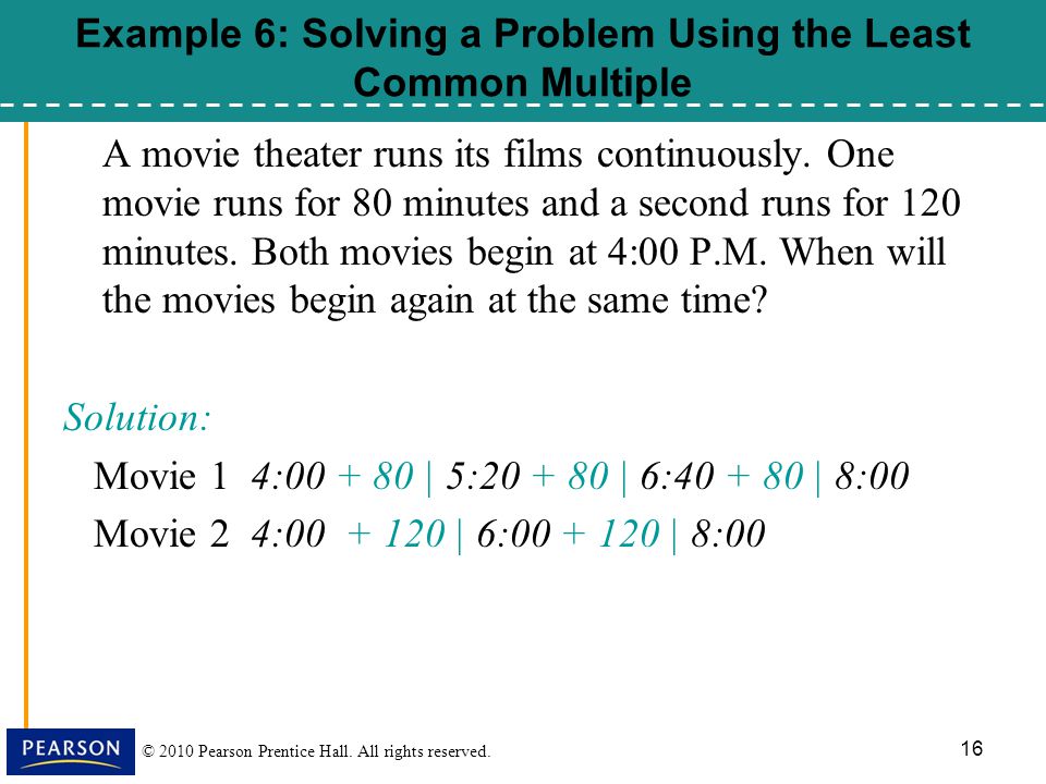 Example 6: Solving a Problem Using the Least Common Multiple