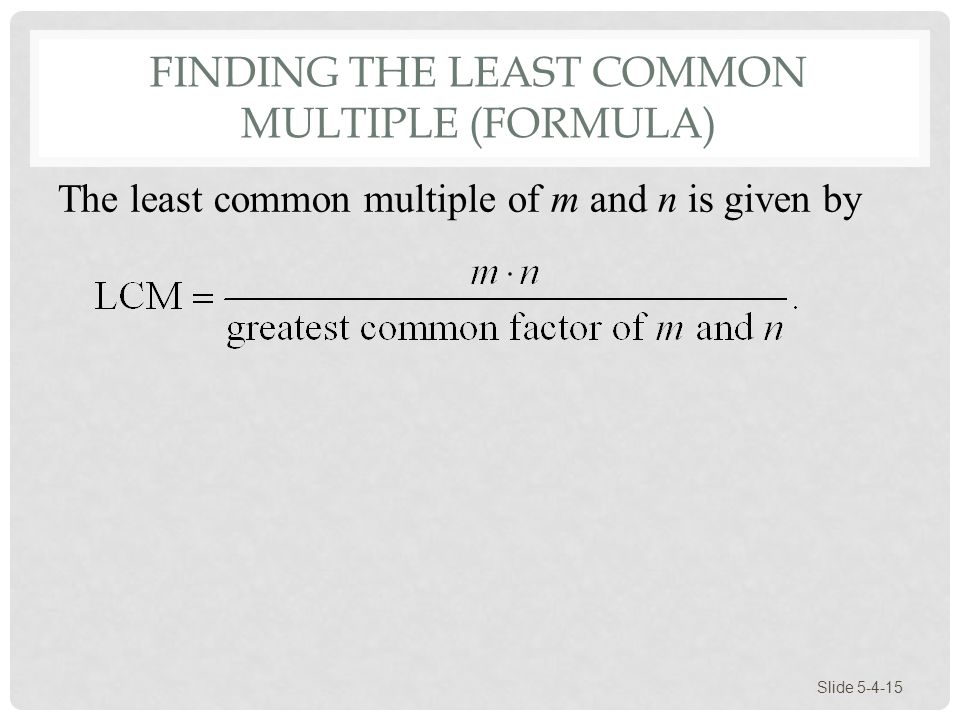 Finding the Least Common Multiple (Formula)
