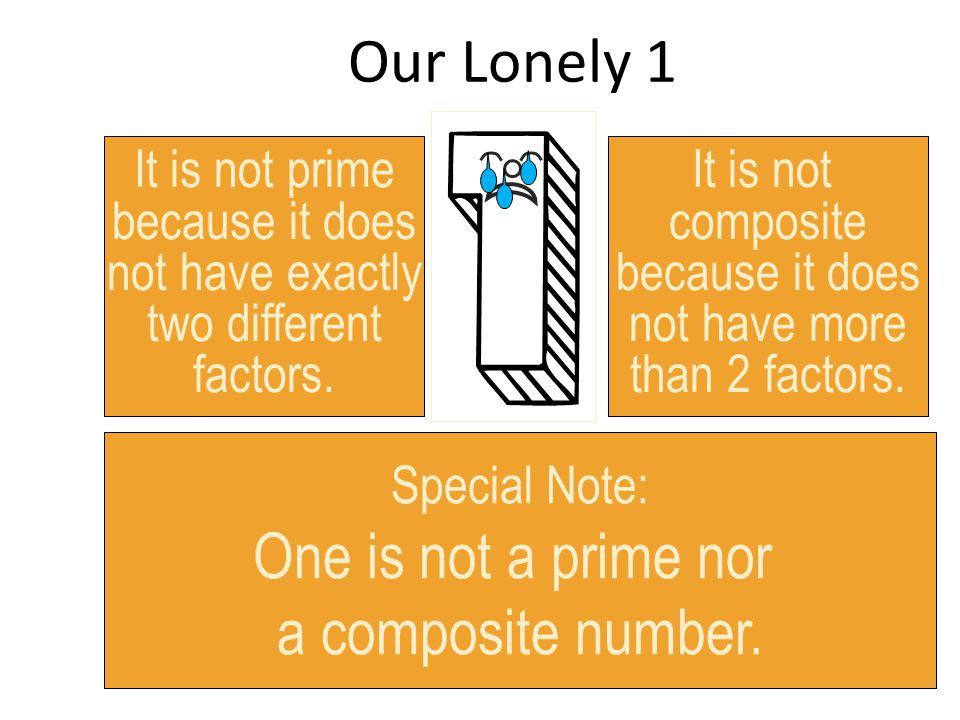 Our Lonely 1 One is not a prime nor a composite number.