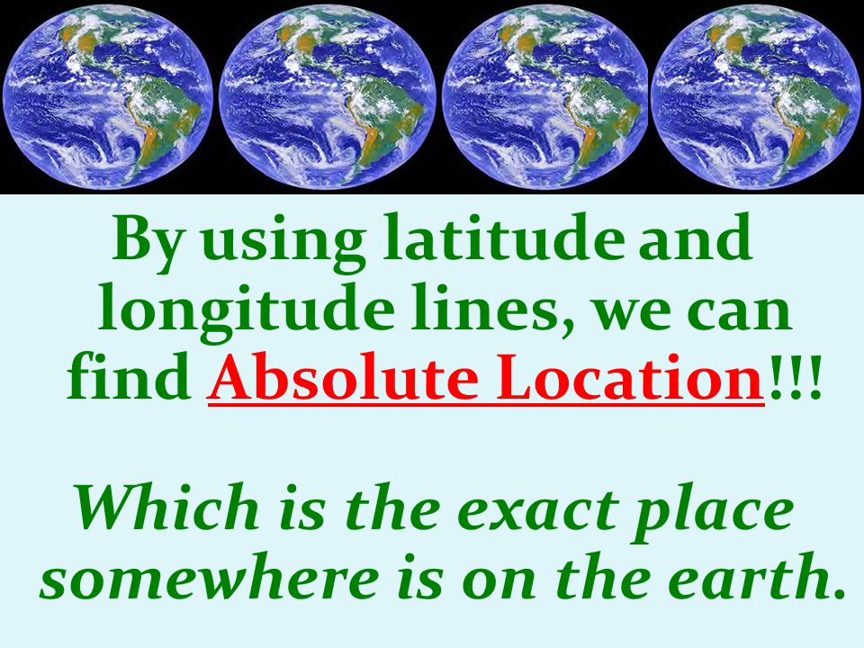 By using latitude and longitude lines, we can find Absolute Location