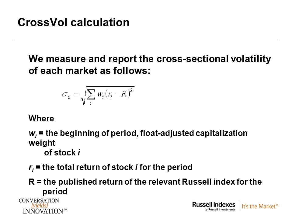 CrossVol calculation We measure and report the cross-sectional volatility of each market as follows: