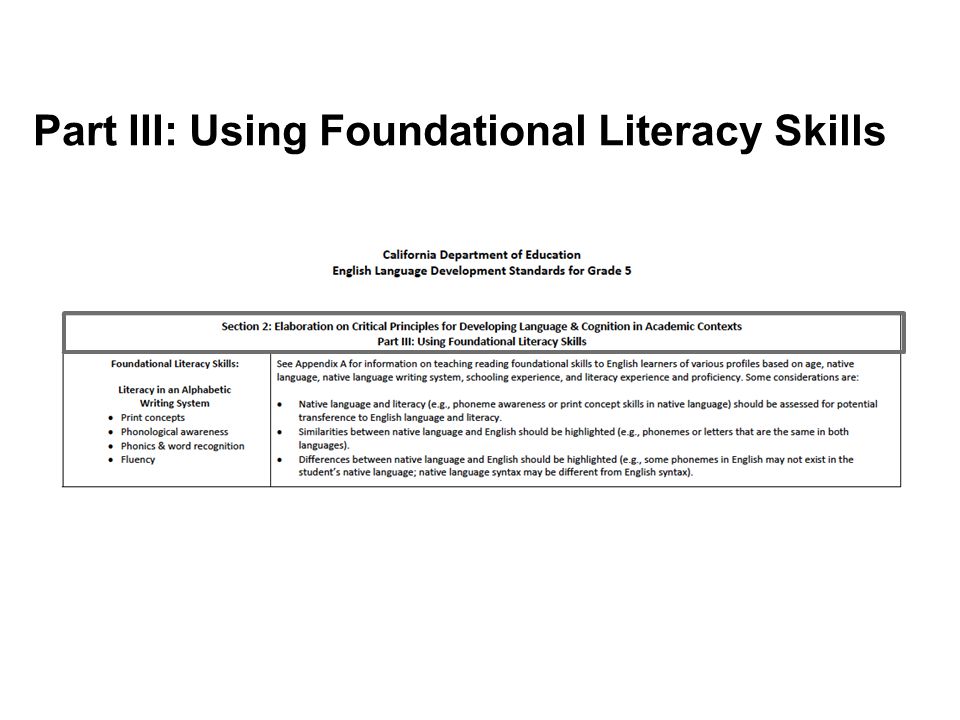 Part III: Using Foundational Literacy Skills