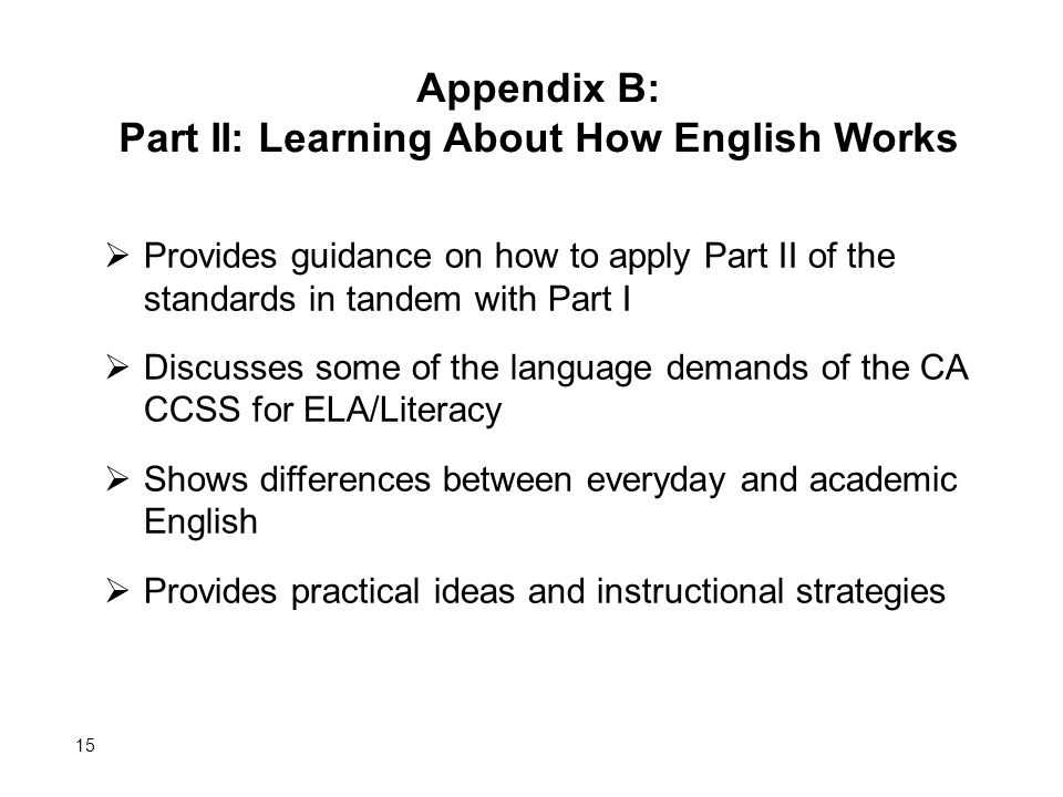 Appendix B: Part II: Learning About How English Works