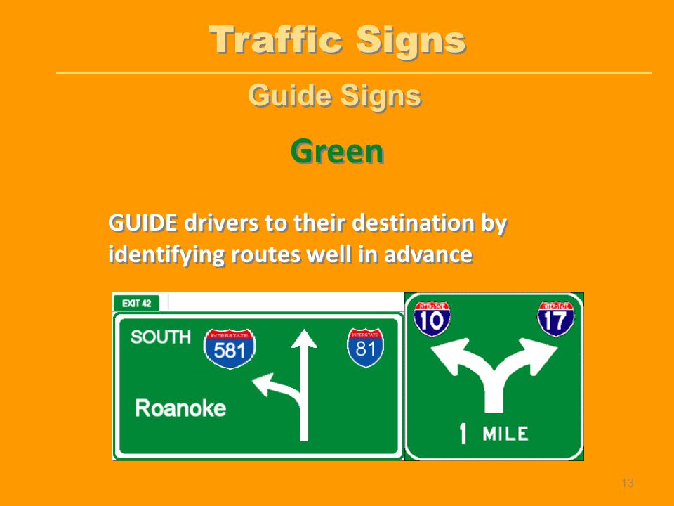 Traffic Signs Green Guide Signs