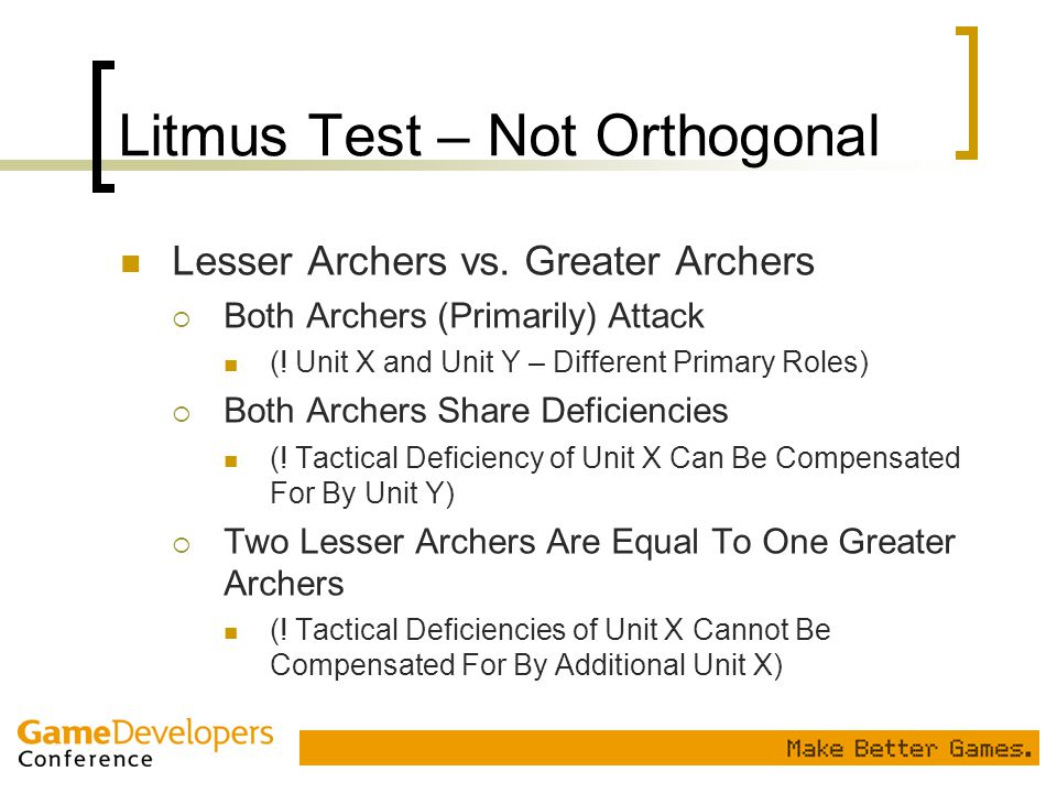 Litmus Test – Not Orthogonal