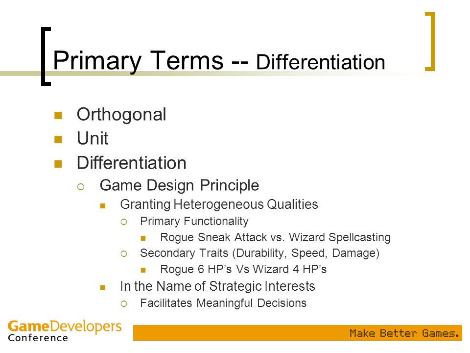 Primary Terms -- Differentiation