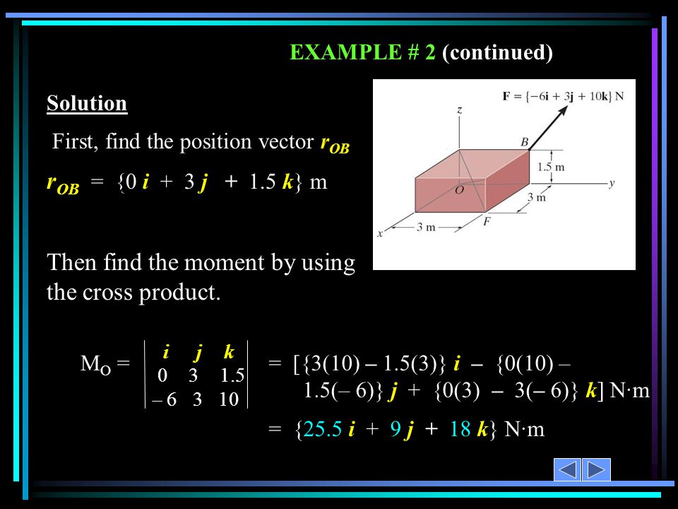 Then find the moment by using the cross product.