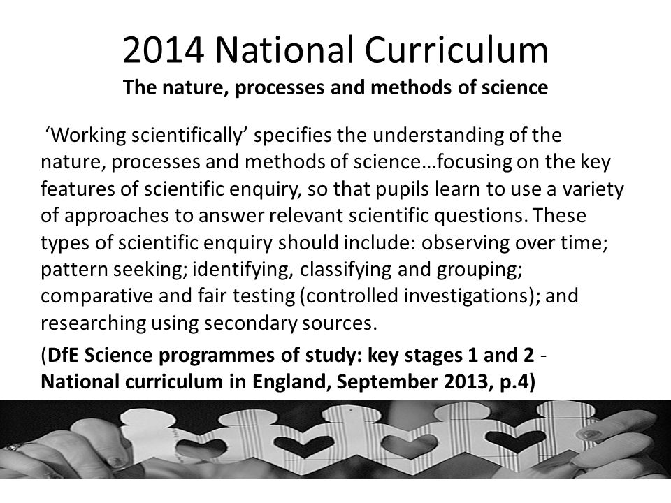 2014 National Curriculum The nature, processes and methods of science