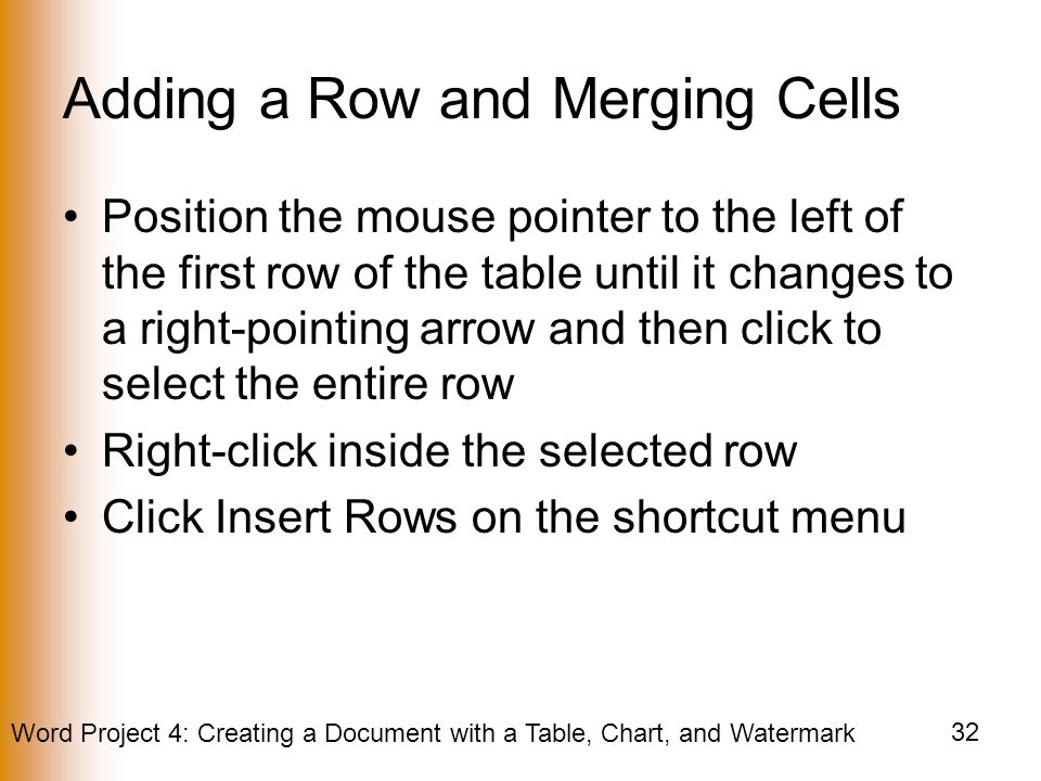 Adding a Row and Merging Cells