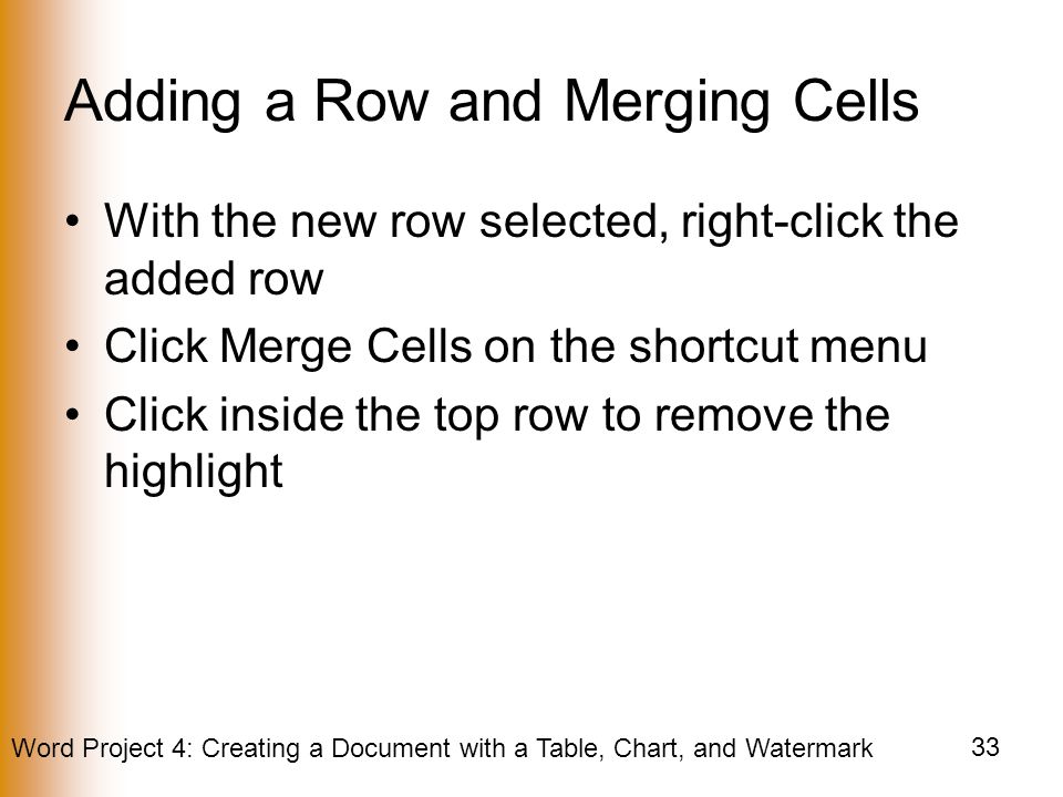 Adding a Row and Merging Cells