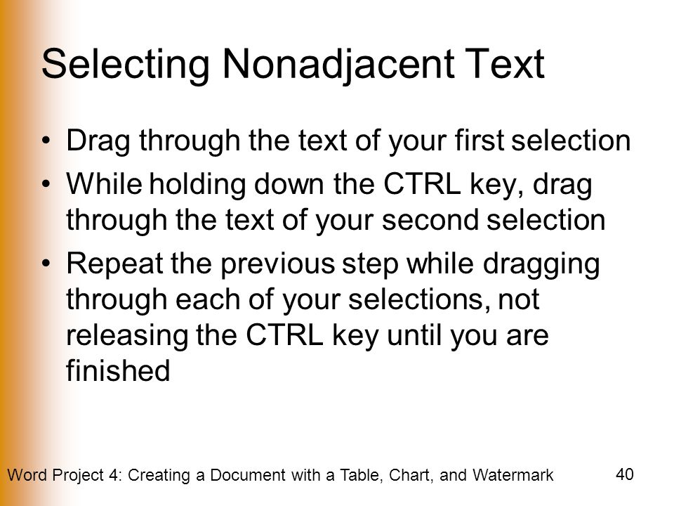 Selecting Nonadjacent Text