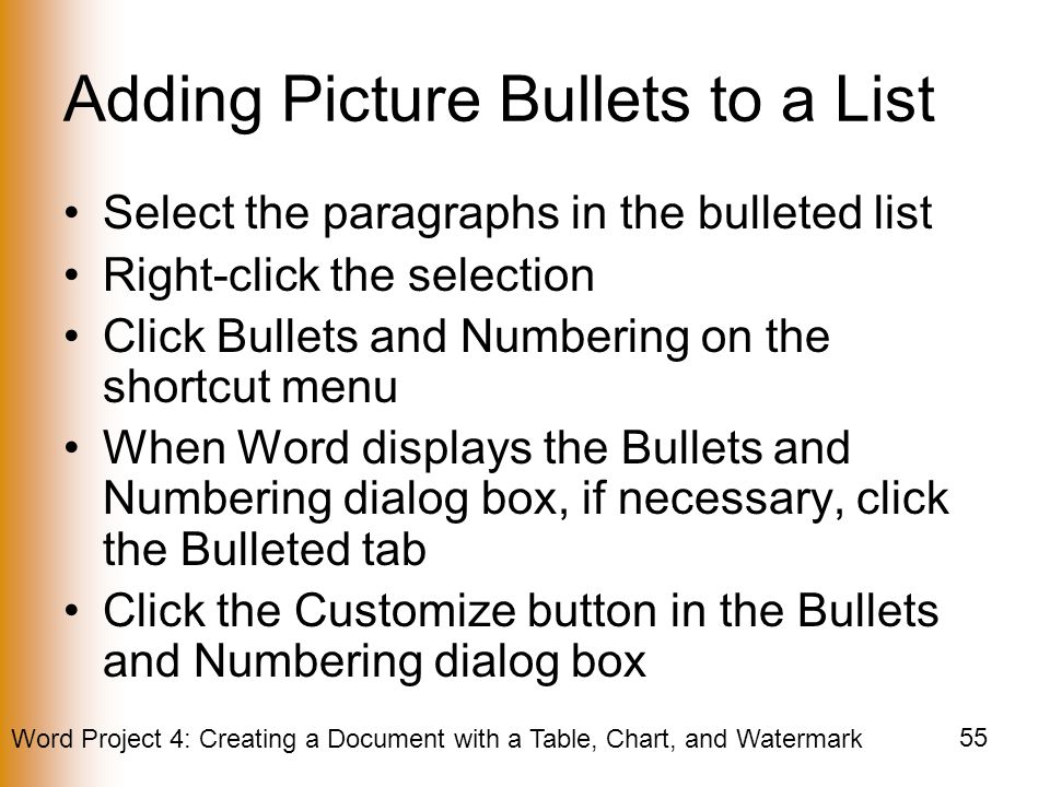 Adding Picture Bullets to a List