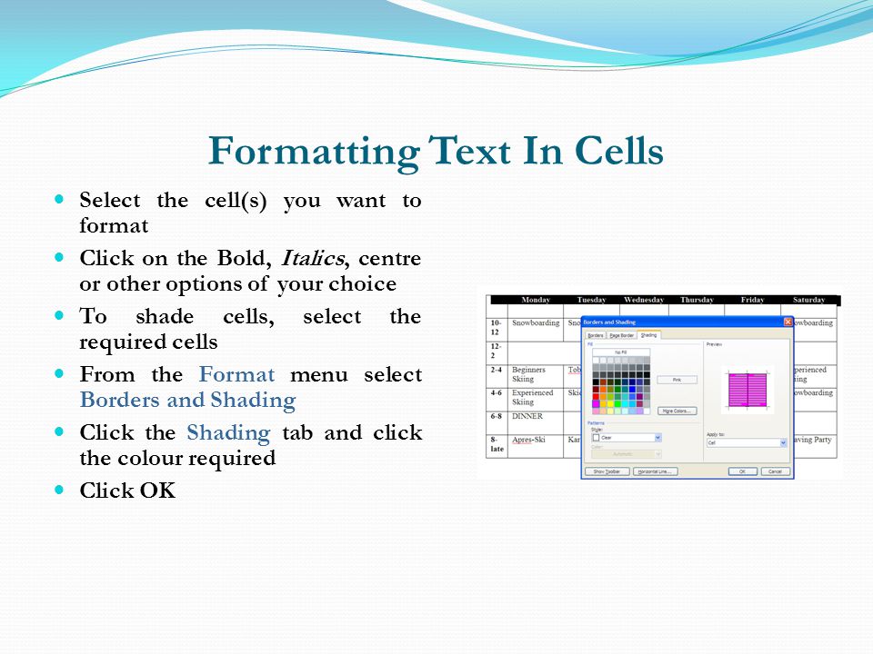 Formatting Text In Cells
