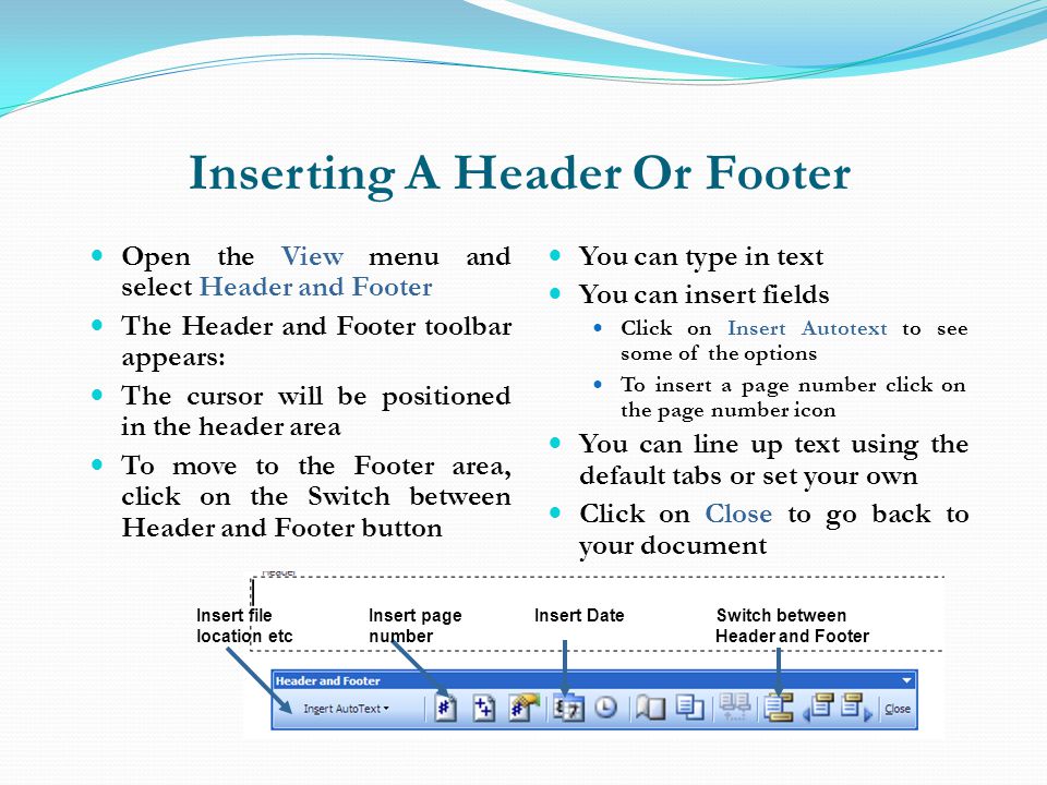 Inserting A Header Or Footer