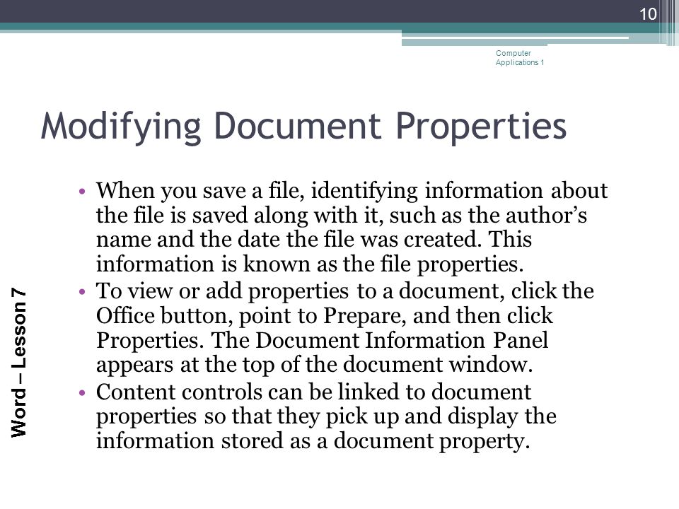 Modifying Document Properties