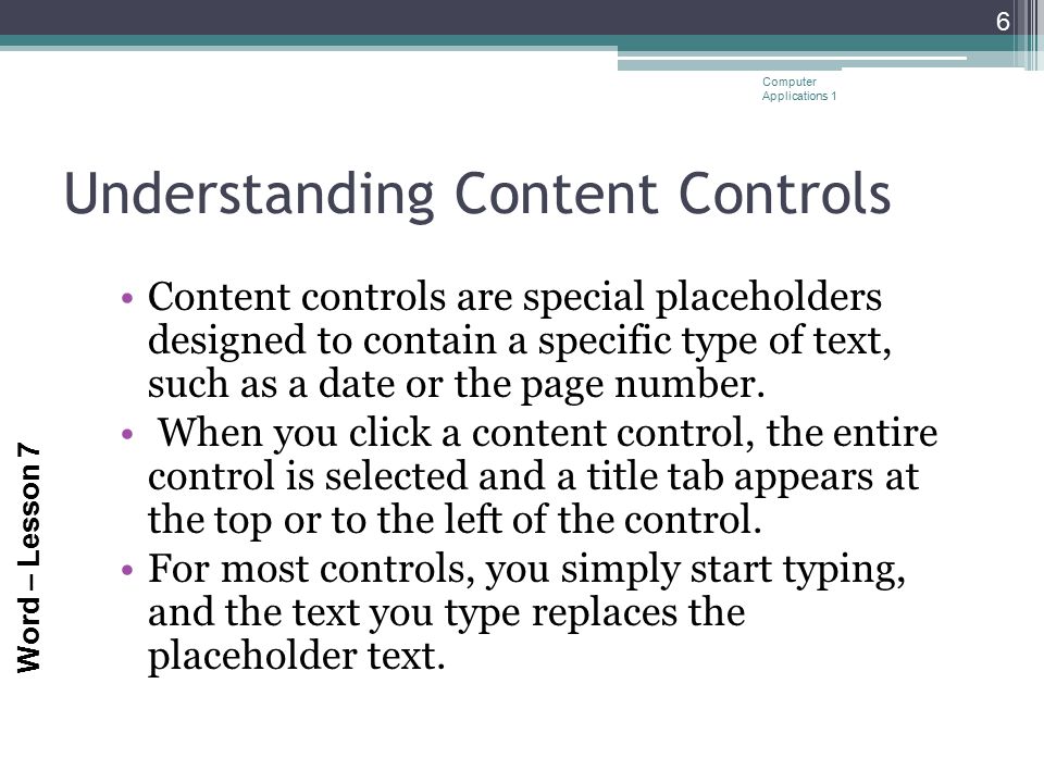 Understanding Content Controls