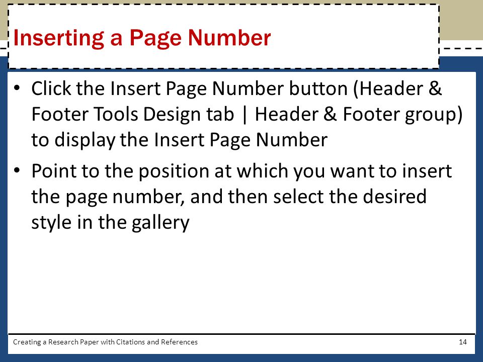 Inserting a Page Number