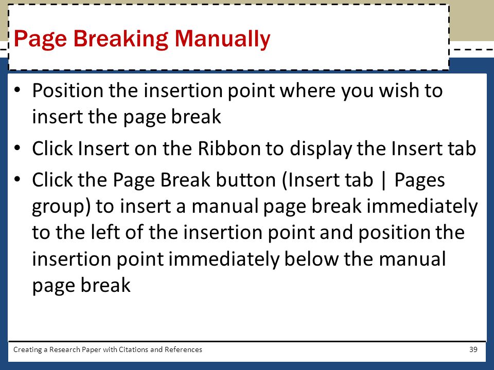 Page Breaking Manually