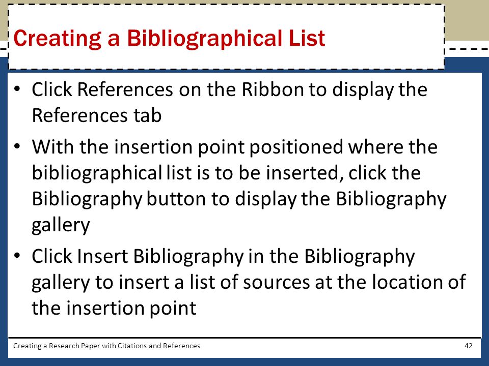 Creating a Bibliographical List