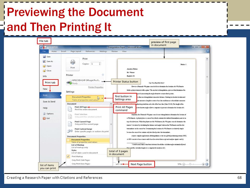 Previewing the Document and Then Printing It
