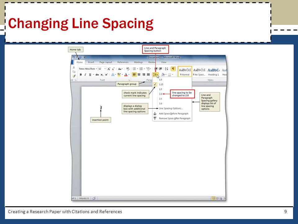 Changing Line Spacing Creating a Research Paper with Citations and References