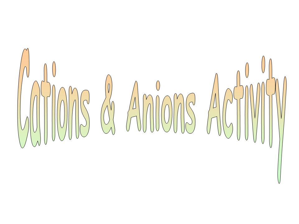 Cations & Anions Activity