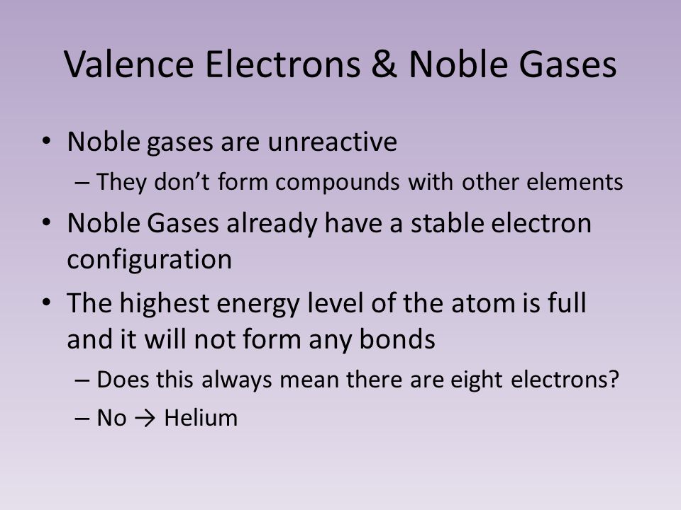 Valence Electrons & Noble Gases