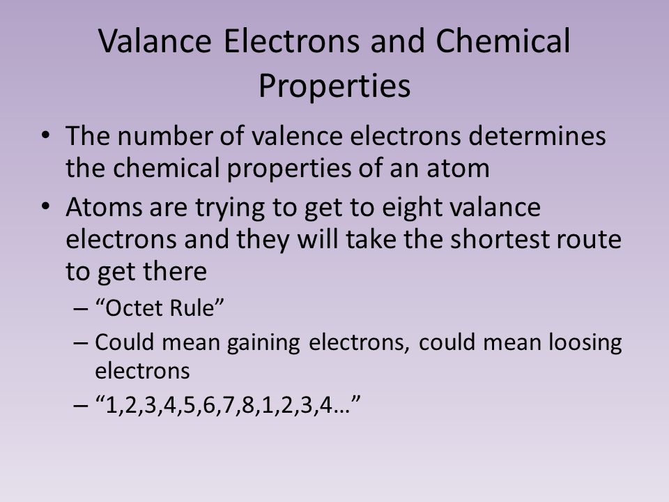 Valance Electrons and Chemical Properties