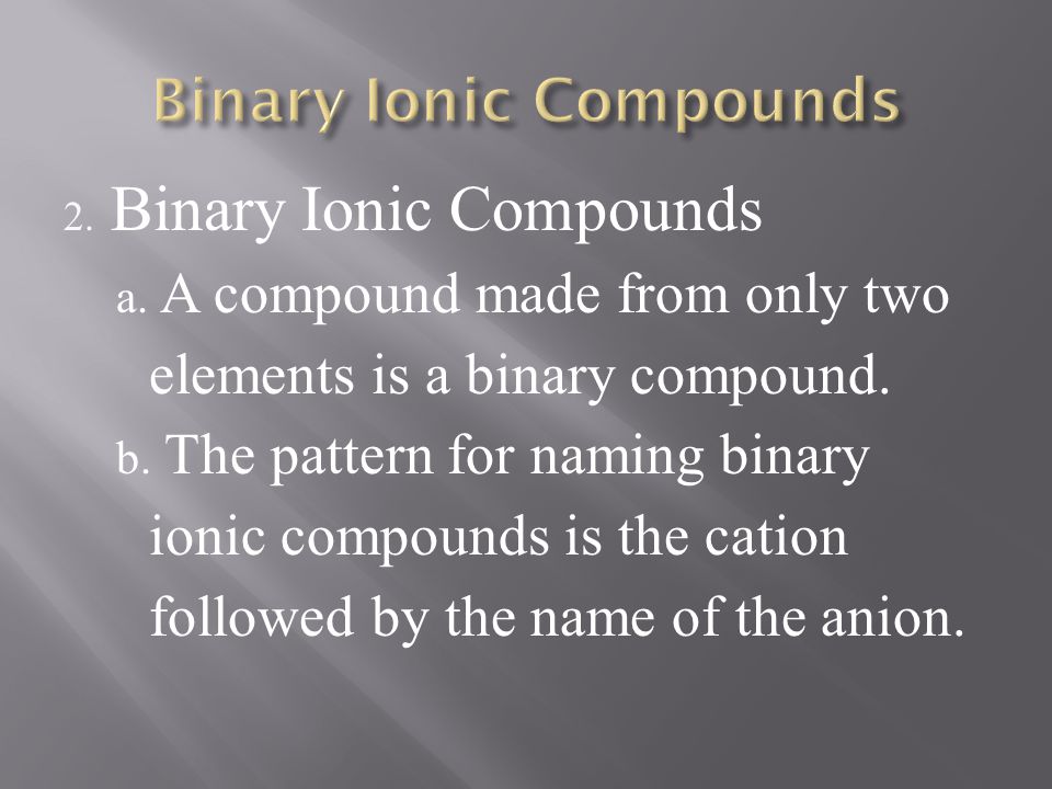 Binary Ionic Compounds
