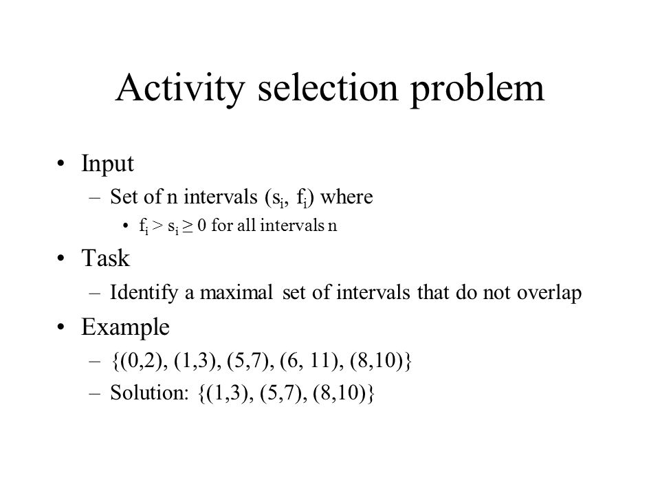 Activity selection problem