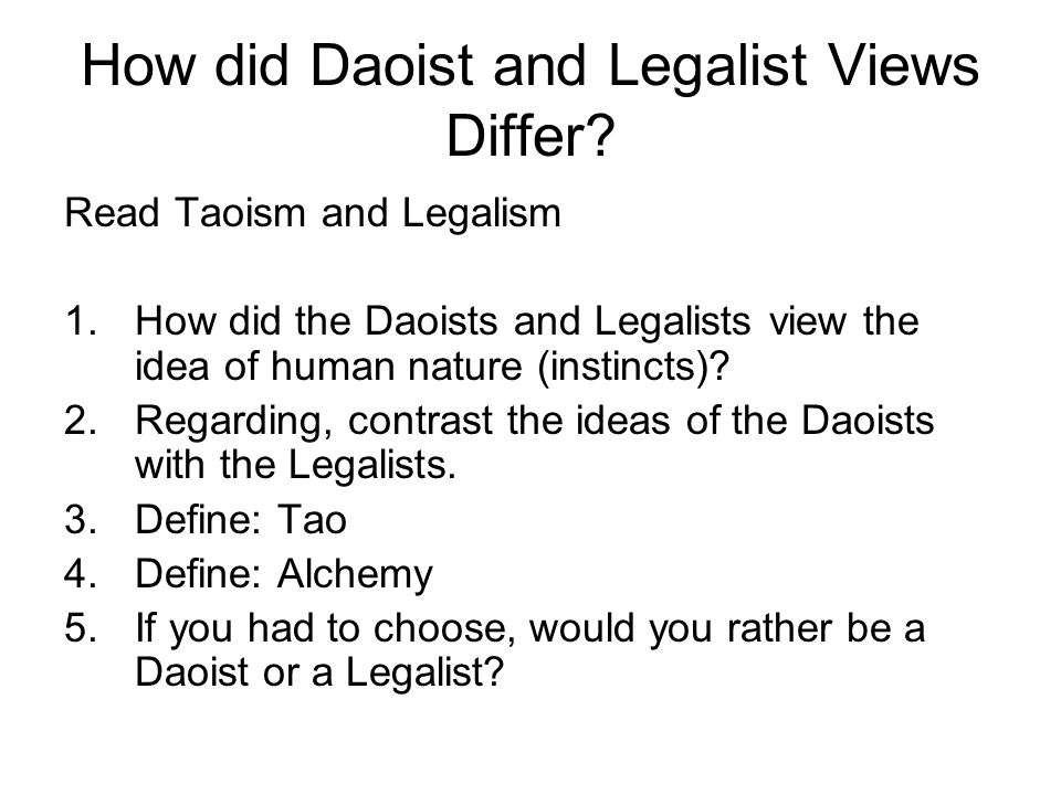 How did Daoist and Legalist Views Differ