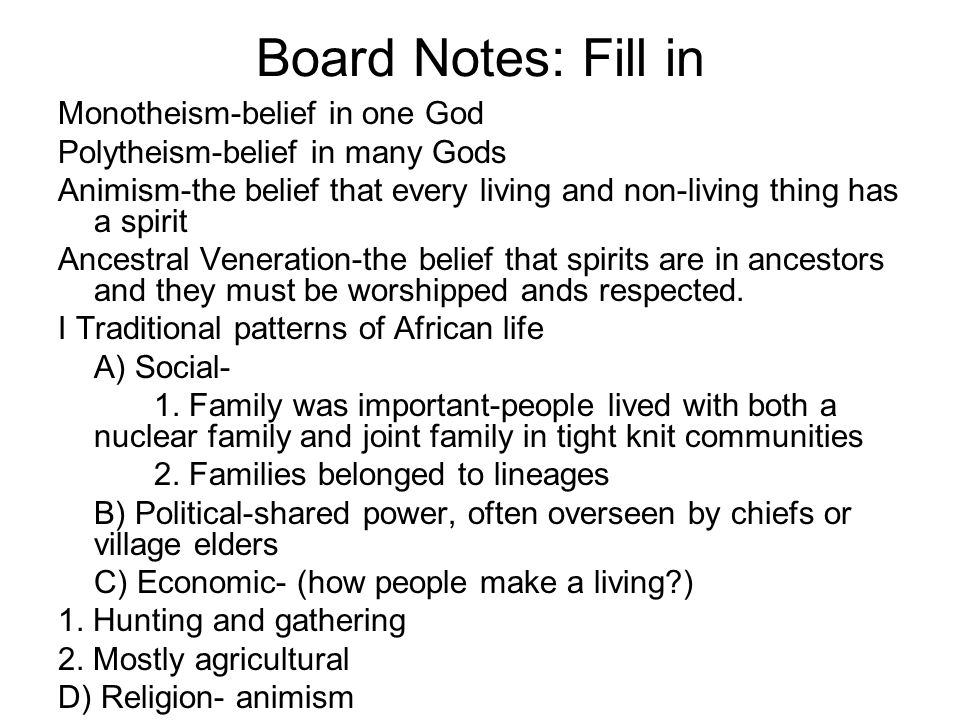 Board Notes: Fill in Monotheism-belief in one God
