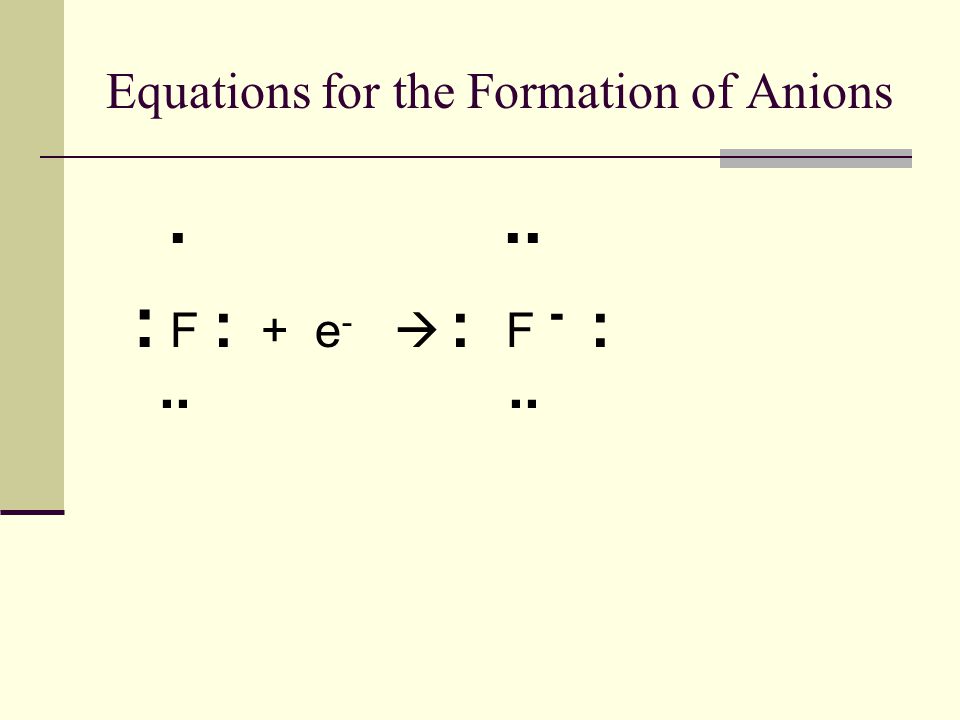Equations for the Formation of Anions