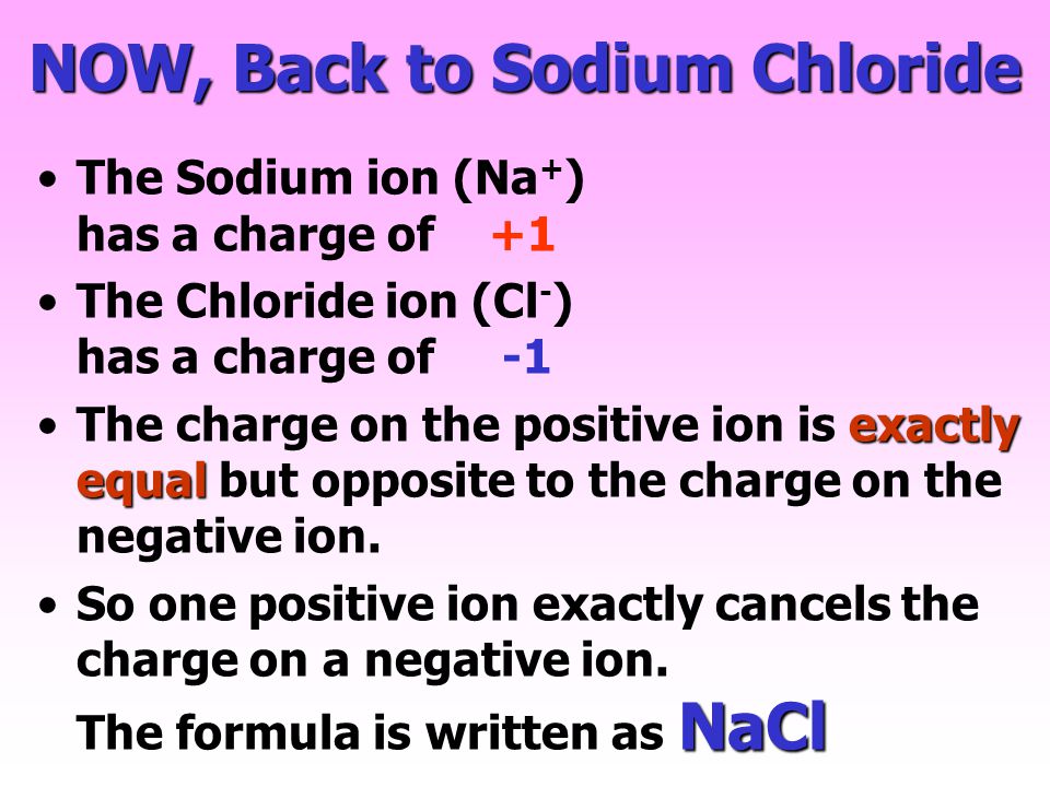 NOW, Back to Sodium Chloride