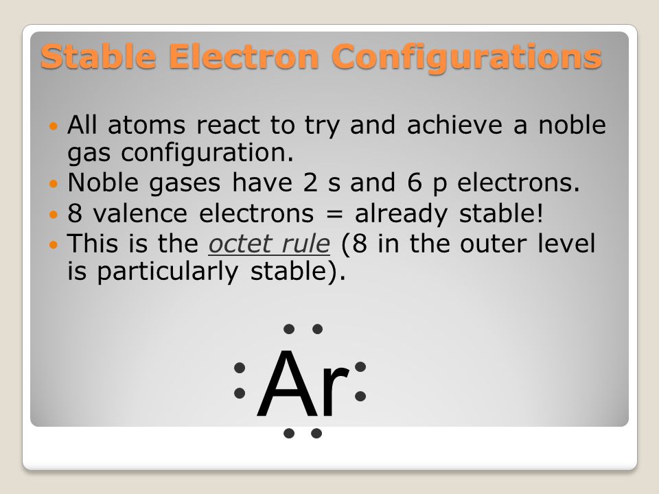 Stable Electron Configurations