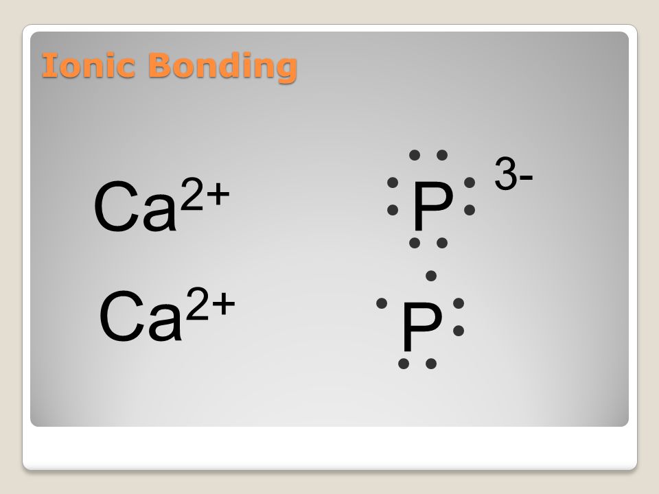 Ionic Bonding Ca2+ P 3- Ca2+ P