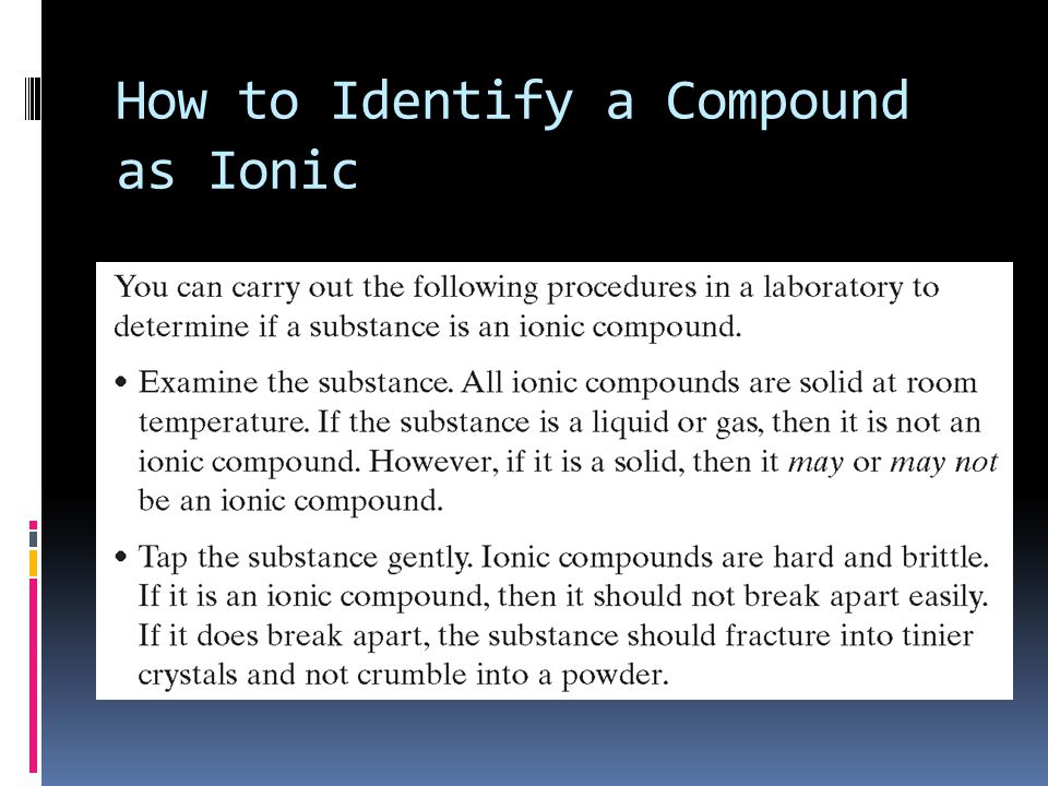 How to Identify a Compound as Ionic