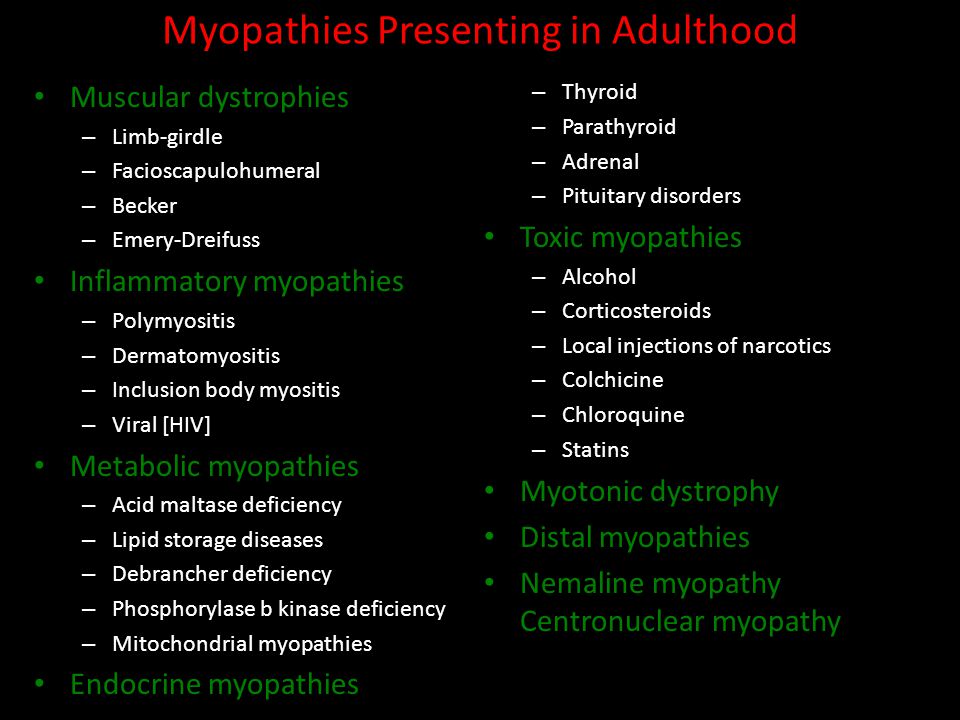 Myopathies Presenting in Adulthood
