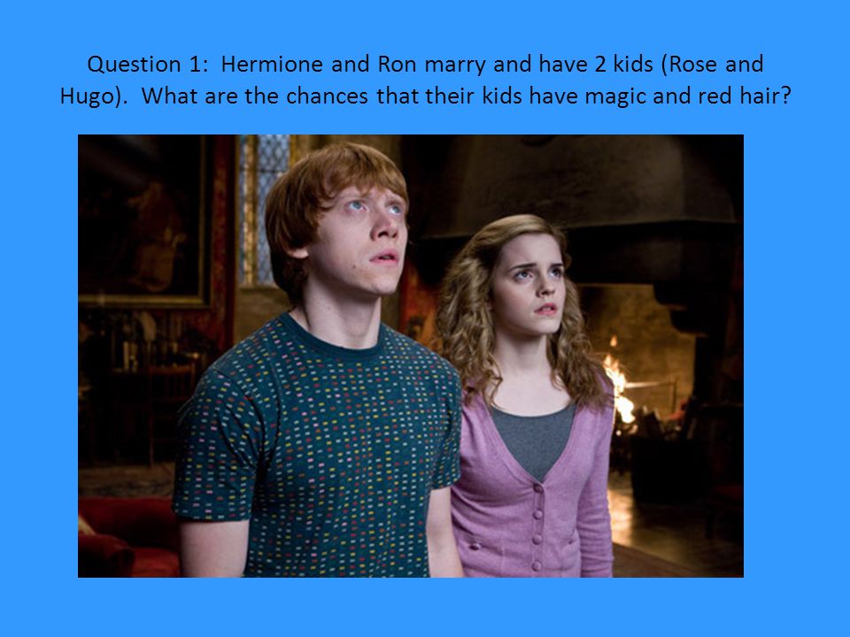 Question 1: Hermione and Ron marry and have 2 kids (Rose and Hugo)