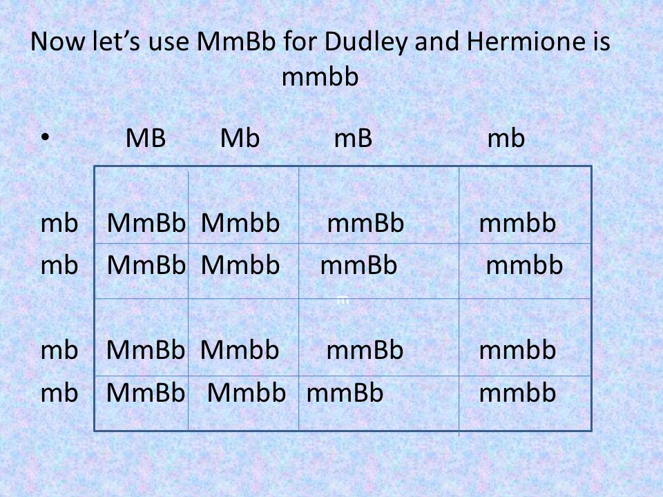 Now let’s use MmBb for Dudley and Hermione is mmbb