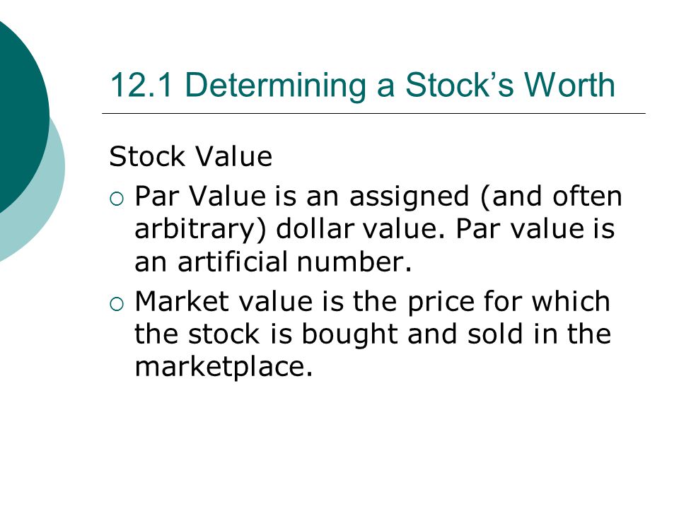 12.1 Determining a Stock’s Worth